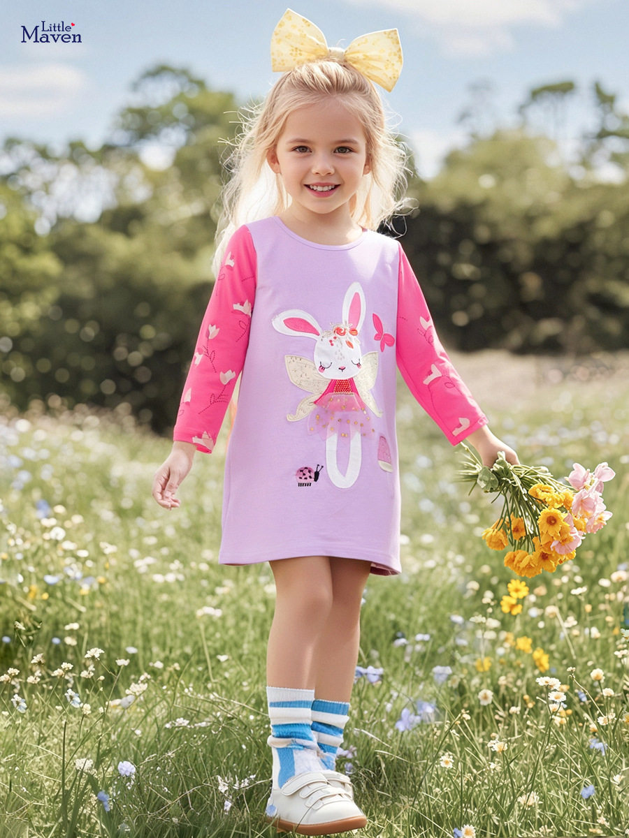 New Autumn Girls' Dress, Cartoon Princess Dress, Cute Baby Cotton Dress