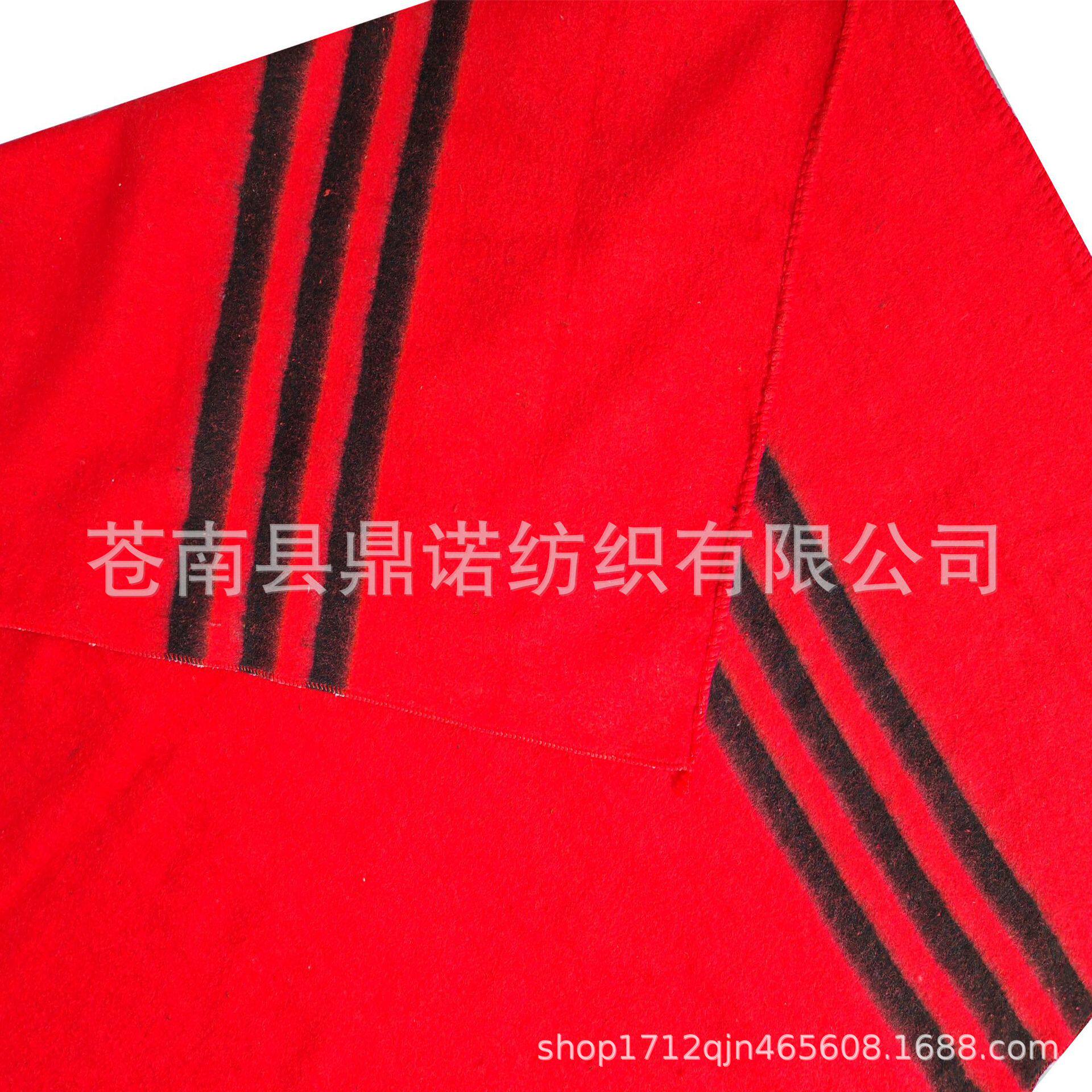 Factory Supply Red Line Blanket Retro Recycled Wool Disaster Relief Blanket Waste Cotton Blanket