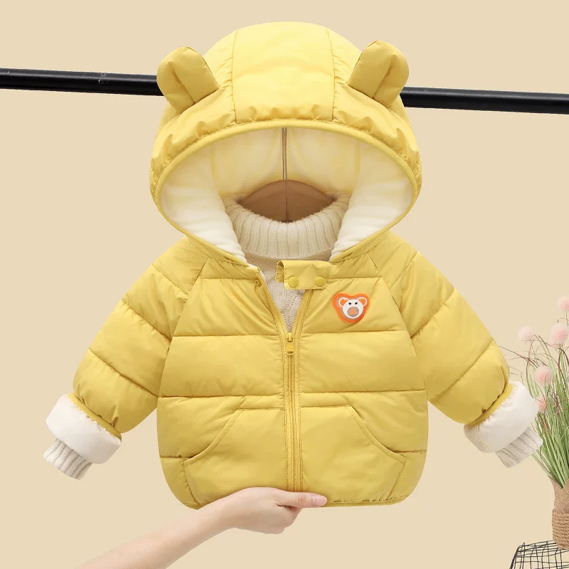 Children's Down Cotton Jacket with LED Lights, New Winter Thickened Coat, Boys & Girls Fleece-Lined Warm Jacket