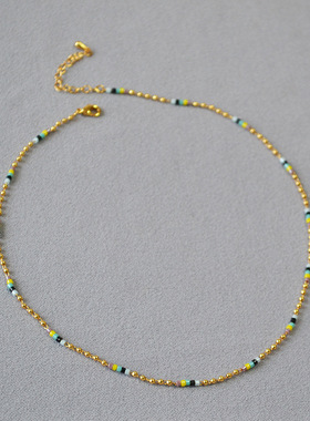 简约文艺锁骨链项链黄铜镀金女