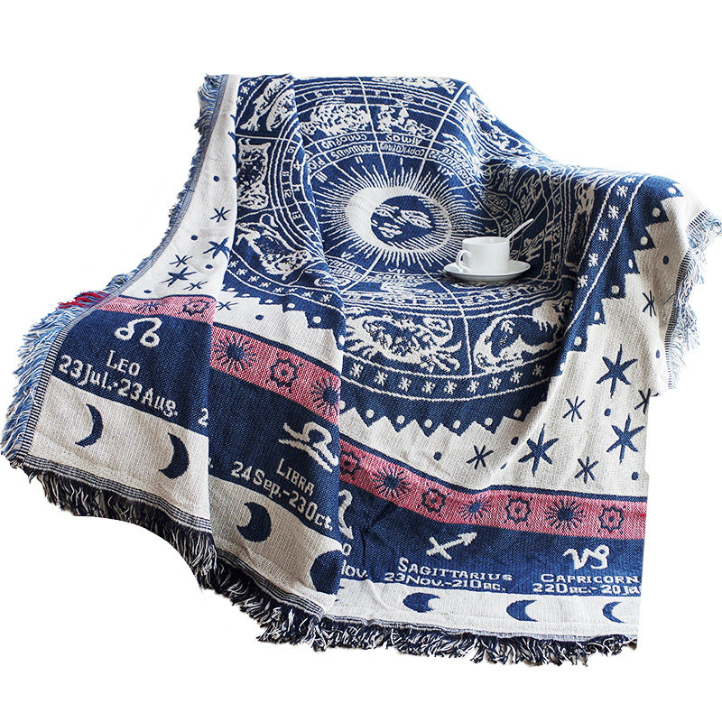 Living Room Sofa Blanket American Blanket Thread Blanket Bedroom Blanket Sofa Cover Cotton Thread Mediterranean Style Full Cover