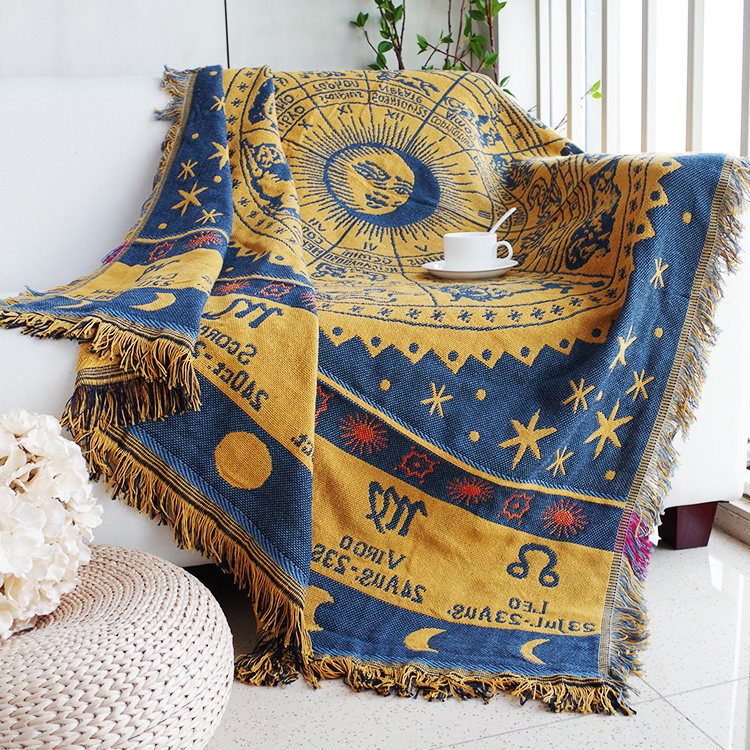 Living Room Sofa Blanket American Blanket Thread Blanket Bedroom Blanket Sofa Cover Cotton Thread Mediterranean Style Full Cover