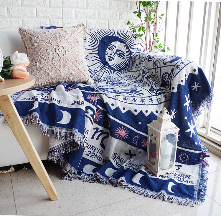 Living Room Sofa Blanket American Blanket Thread Blanket Bedroom Blanket Sofa Cover Cotton Thread Mediterranean Style Full Cover