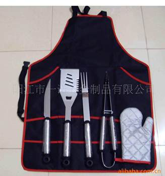 P-011Na Bbq Tools Bbq Set Bbq Gloves Fork Brush Clip Shovel 5-Piece Set Cloth Bag Combination Grill Tools