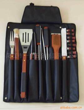 Supply P-011Nc Barbecue Tool Set, Barbecue Fork Brush Clip Bbq, 18-Piece Set in Cloth Bag Combination Grill Tools