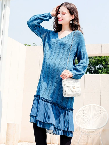 Модное платье для беременных, осенняя юбка, осеннее