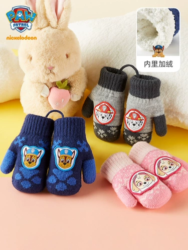 Детские перчатки для мальчиков, удерживающий тепло флисовый детский ремешок, комплект