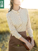 红念 Ретро сексуальная рубашка, осенняя, 2020, цветочный принт