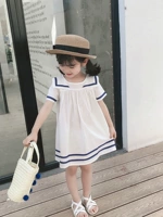 Детская военно-морская летняя одежда, детское платье для принцессы, популярно в интернете, детская одежда, в западном стиле, 2-8 лет