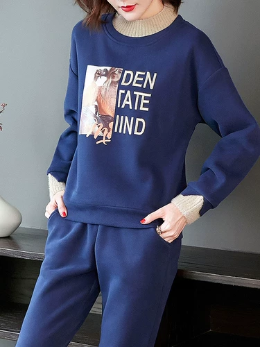 Зимний флисовый комплект, демисезонный пуховик, модный спортивный костюм, увеличенная толщина, коллекция 2021, в западном стиле, свободный крой