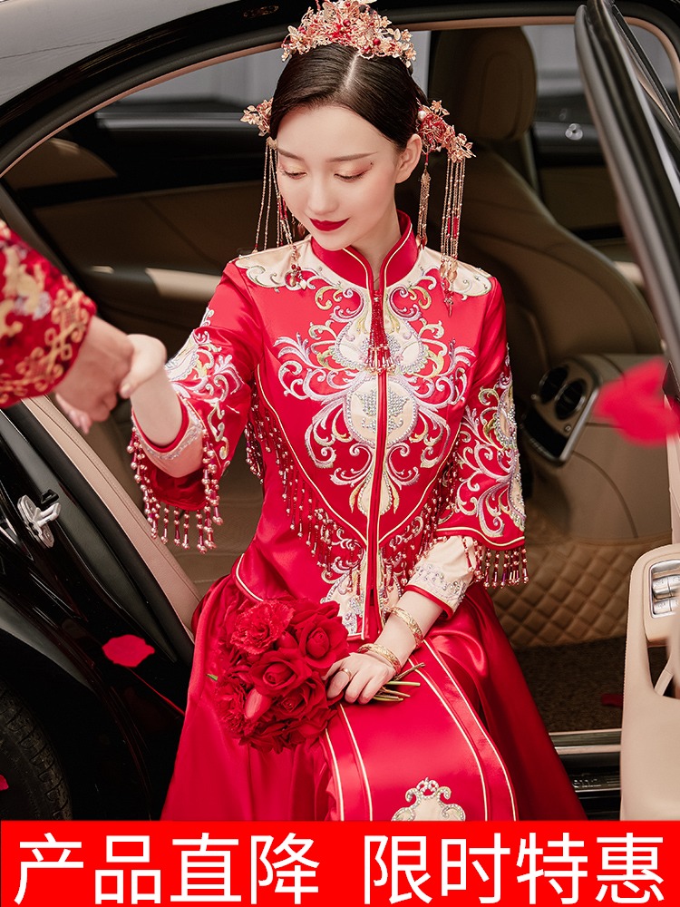 Suhe traditional wedding dress for bride, 2020, fitted, Chinese style