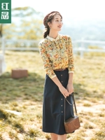 红念 Ретро сексуальная рубашка, осенняя, 2020, цветочный принт