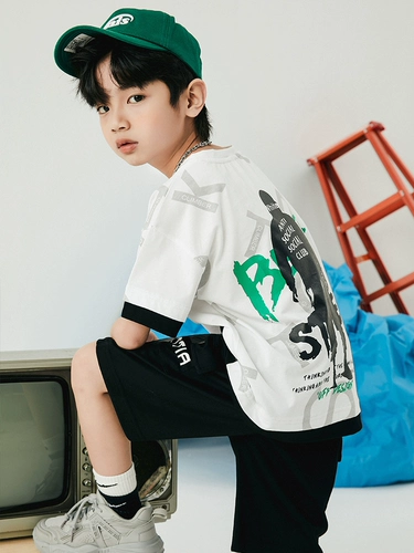 Летняя одежда, детский спортивный летний комплект для мальчиков, подходит для подростков, коллекция 2021, в западном стиле