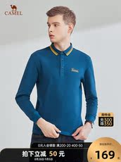 Рубашка поло 骆驼男装 2022春季新款休闲翻领印花polo时尚商务长袖t恤上衣男