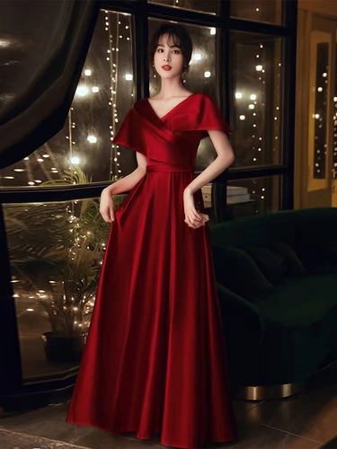 Бордовое вечернее платье, длинная юбка, 2020, по фигуре