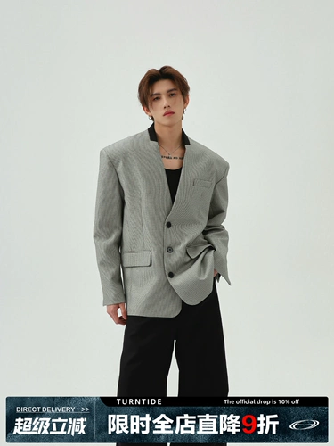 Дизайнерский пиджак классического кроя, костюм для отдыха, куртка, V-образный вырез, оверсайз