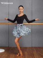 Wjjdance Латинская танцевальная юбка практикует взрослой новую леопардовую юбку Национальную мини -юбку только лето