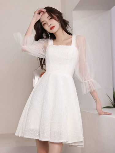 Белое вечернее платье, юбка, платье подружки невесты, свадебное платье, подходит для подростков, французский стиль, подарок на день рождения