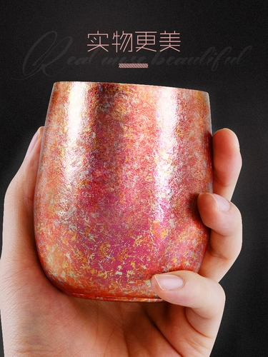 Титан ливий двойной слой чистый титановый водяной чашка в Интернете знаменитость INS Женская личность творческая тенденция пара чашка водяной чашки кофейня