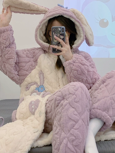 Стеганая куртка, демисезонная коралловая бархатная пижама, флисовый удерживающий тепло длинный банный халат, комплект, увеличенная толщина