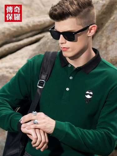 传奇保罗 Футболка polo, хлопковый базовый приятный телу лонгслив, подходит для весны и осени, для мужчины среднего возраста