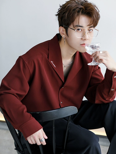 CHICERRO Весенняя бордовая рубашка, изысканный стиль