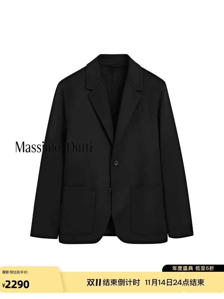 Пиджак из полупальто-войлона Massimo Dutti, демисезонный костюм из шерсти