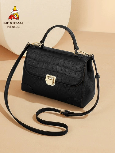 Черная вместительная и большая кожаная универсальная сумка через плечо, из натуральной кожи