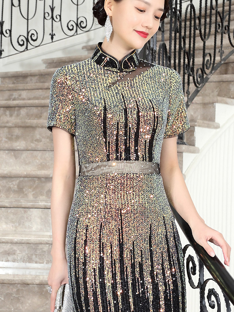 多丽琦 Retro elite cheongsam, long evening dress, 2021 years