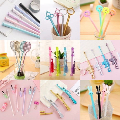 Мультяшная черная ручка-роллер для школьников, канцтовары, 0.5мм