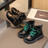 Martens, детские ботинки, демисезонная обувь для мальчиков, флисовые короткие сапоги, в западном стиле