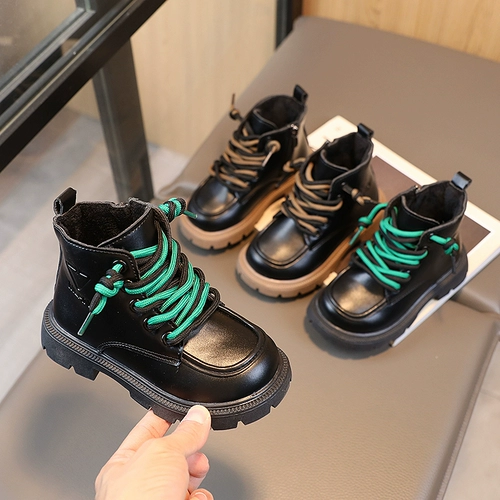 Martens, детские ботинки, демисезонная обувь для мальчиков, флисовые короткие сапоги, в западном стиле