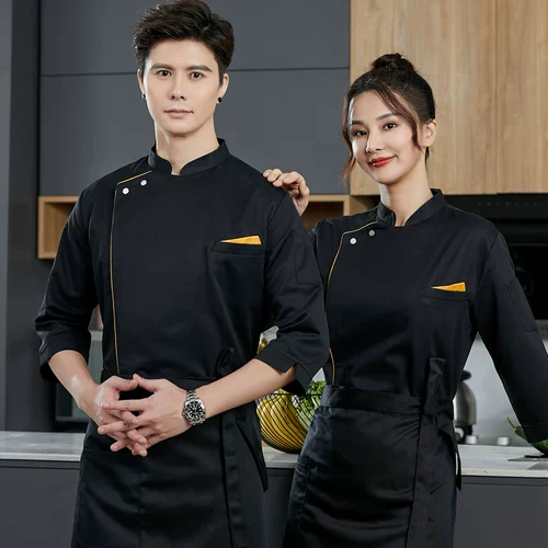 Высококачественная одежда шеф-повара для гостиницы для мужского хлопка с длинными рукавами.