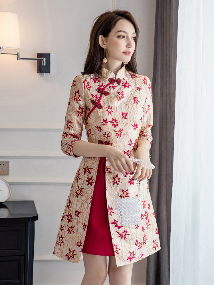Cheongsam for bride, summer wedding dress, lightweight retro retro dress, 2021 collection, light style