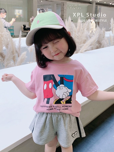 Хлопковая мультяшная детская футболка с коротким рукавом, летняя одежда, детская одежда, в западном стиле, 2020