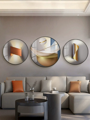Современный легкий роскошный ресторан декоративная живопись гостиная столик, висящая картина абстрактная творческая комбинированная диван фоновая стена круглая роспись