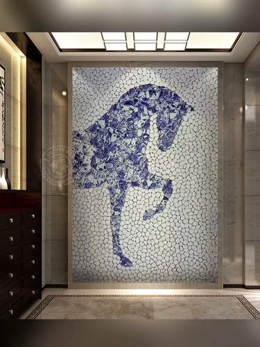 Сине-белая мозаика, самоклеющаяся головоломка на стену, делается под заказ