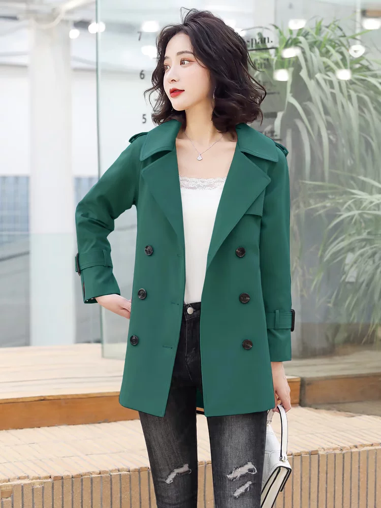 Длинное осеннее тренч-coat, погоны, куртка, до mid-length, коллекция 2021 года, корейский стиль