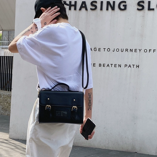 Сумка Cambridge в британском ретро-стиле, сумка в нейтральном стиле, модный портфель в корейском стиле, черная кожаная сумка через плечо для мальчиков