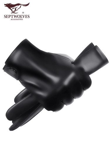 Septwolves, мужские утепленные удерживающие тепло тонкие ветрозащитные перчатки из овчины, из натуральной кожи