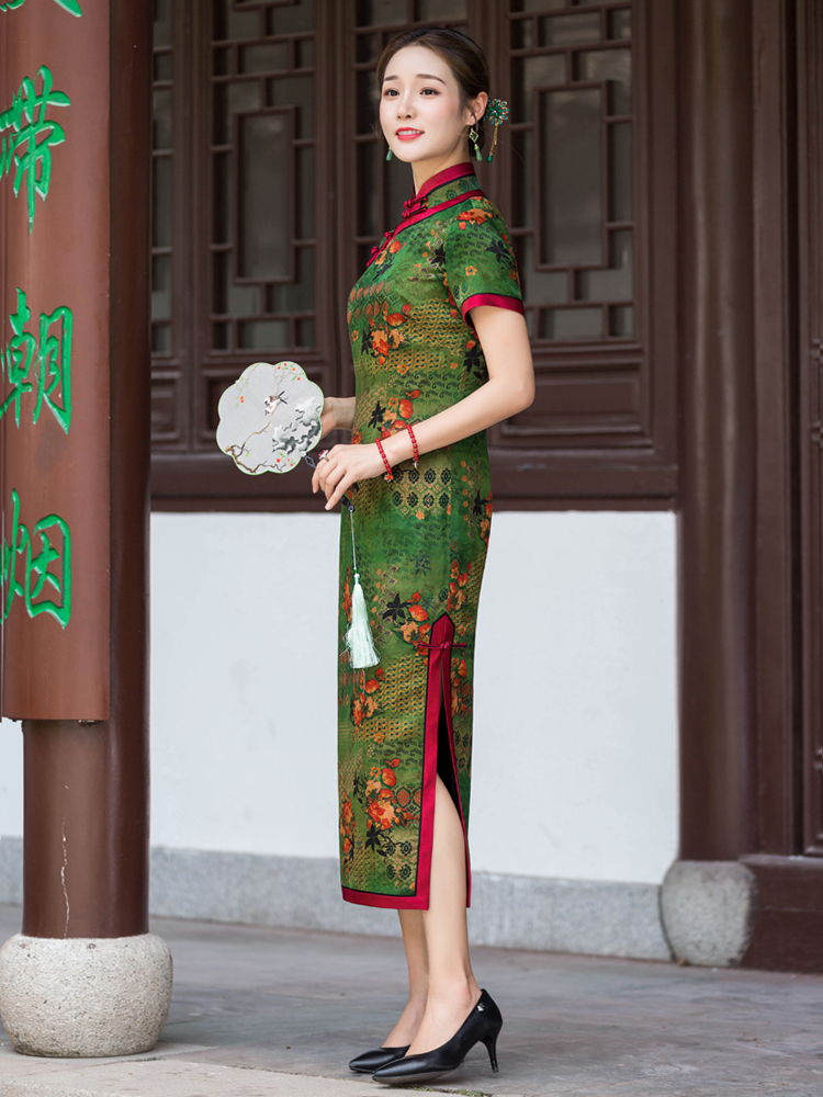 华族经典 Elite retro elegant long cheongsam, 2021 years, Chinese style, mid-length