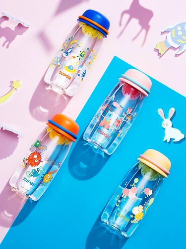 Supor BB Water Cup Детский спортивный водяной чашки детской домашней пластмассы Портативная пластинка начальная школа детского сада - милая