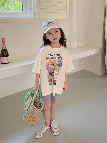 Футболка с коротким рукавом, детская летняя одежда для отдыха, детская одежда, оверсайз, короткий рукав