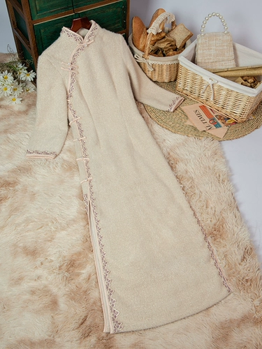 Ципао, платье, светлый стиль, китайский стиль, 2021 года