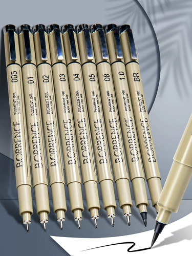 Игольная ручка Behrens, художественная специальная ручка для рисования, водонепроницаемая, с мягким наконечником, крючок для рисования, ручка для комиксов, кисть для рисования, простая ручка для эскизов, специальная ручка для комиксов, набор черных игольчатых ручек можно пополнять чернилами