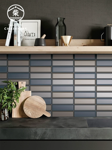 小火柴 Двухноколорная роса белая выпуклая трехмерная глазированная поверхность Яркая поверхностная стена плитка высокого уровня спокойная серая линия