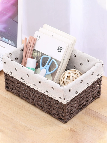 Соломенная ткань, корзина для хранения, игрушка, нижнее белье, носки, плетеная коробка для хранения для спальни