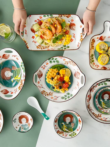 Мультяшная обеденная тарелка домашнего использования, милая посуда, популярно в интернете
