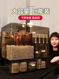 Cosmetics storage box Yaylai Settings Desktop Dust Skin Care Red Home Large -capacity Transparent Transparent Damn