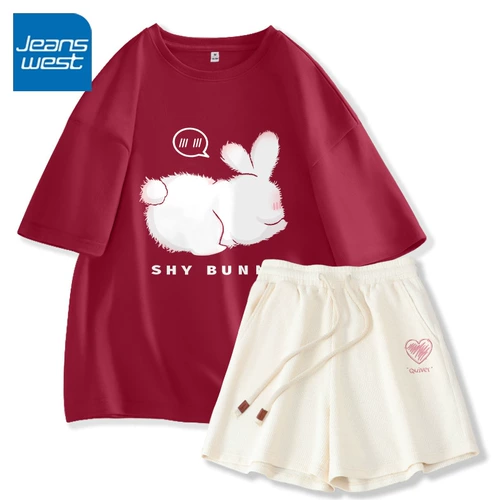 Летний спортивный костюм, хлопковая футболка с коротким рукавом, штаны, комплект